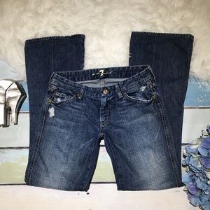 7 For All Mankind A Pocket Flare Distressed Jeans